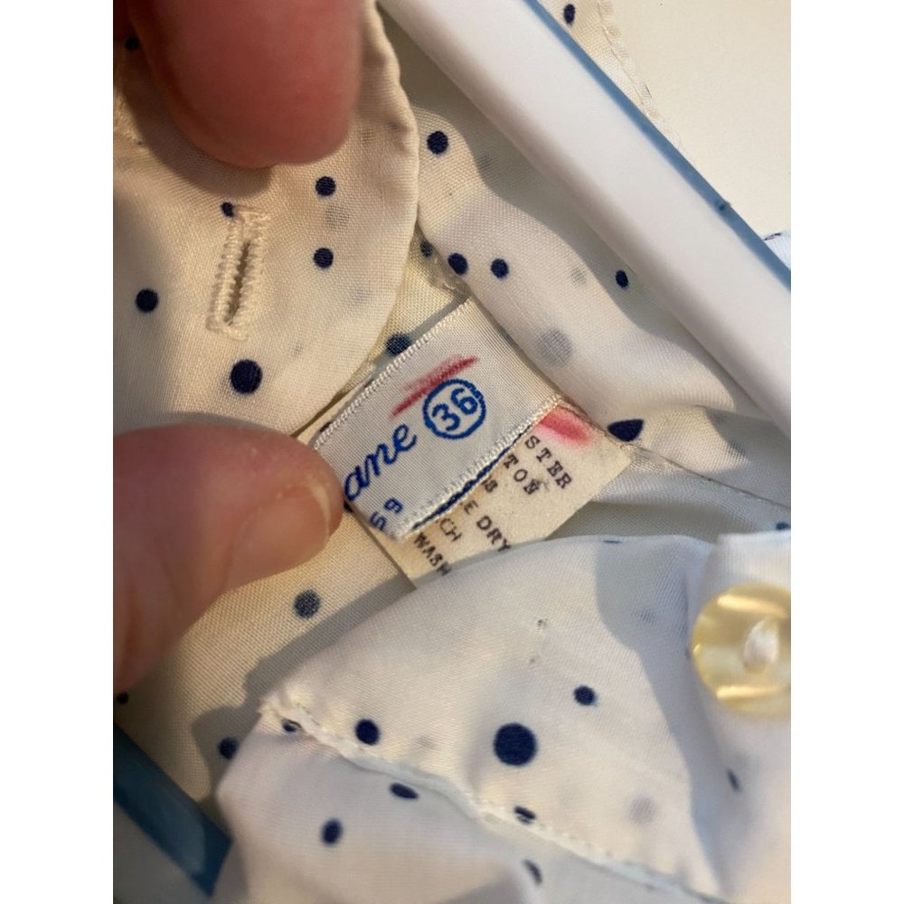 Vintage‎ Mary Jane two piece pajama set size 36 medium white blue polka dot 60s - Picture 12 of 12